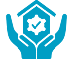 Hands holding a checkmark gear symbol