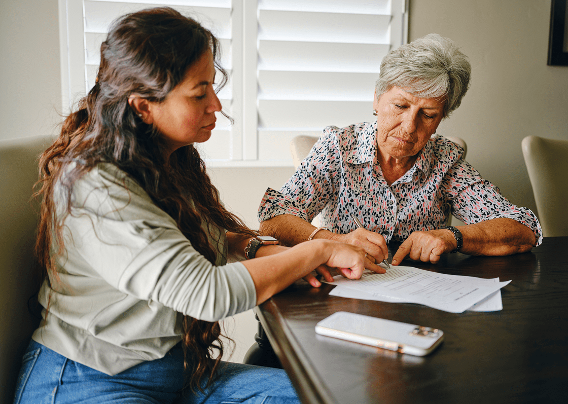 Women collaborating at a table